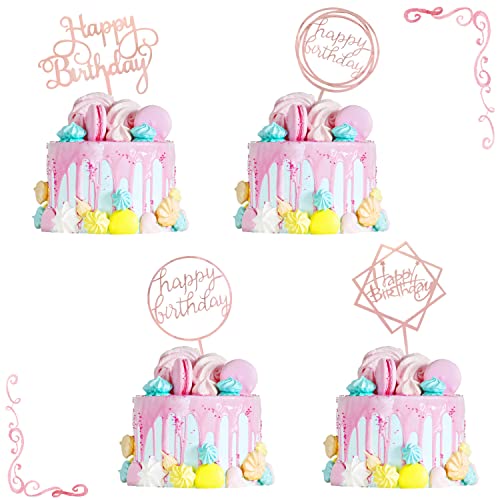 4 Stück Happy Birthday Tortenaufsatz, Acryl-Geburtstagstortenaufsatz Glitzer Happy Birthday Topper Kuchendekorationen Zubehör für verschiedene Kuchendekorationen (4 Stile) von SUBTAVIK