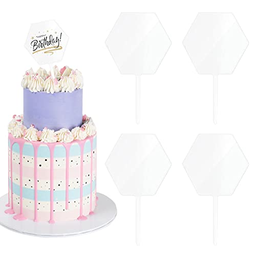 SUBTAVIK 4 Stück Leere Acryl-Kuchenaufsätze, Sechseck-Acryl-Kuchenaufsatz, Tortenaufsatz, DIY-Geburtstagstortenaufsatz für Geburtstagsfeier, Hochzeitstorte, Dekorationszubehör SUBTAVIK 4 Stück Leere Acryl-Kuchenaufsätze, Sechseck-Acryl-Kuchenaufsatz, Tortenaufsatz, DIY-Geburtstagstortenaufsatz für Geburtstagsfeier, Hochzeitstorte, Dekorationszubehör von SUBTAVIK