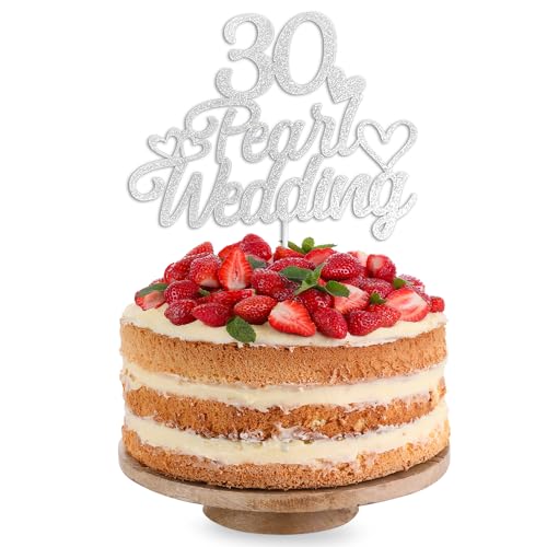 Tortenaufsatz für Hochzeitstorte mit Perlen zum 30. Hochzeitstag, silberfarbener Glitzer, Tortendekoration mit Perlen zum 30. Hochzeitstag, Partyzubehör, Tortendekorationen Tortenaufsatz für Hochzeitstorte mit Perlen zum 30. Hochzeitstag, silberfarbener Glitzer, Tortendekoration mit Perlen zum 30. Hochzeitstag, Partyzubehör, Tortendekorationen von SUBTAVIK