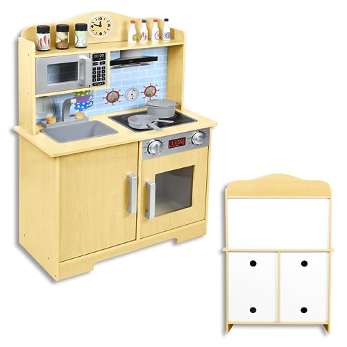 SUBTLETY Kinderküche aus MDF 59.5x29.5x91.7cm Spielküche Hölzerne Kinder Küchenspielzeug Set mit Spatel Suppentopf Bratpfanne Wasserhähne und Zubehör Kinderspielküche für Kinder ab 3 Jahren (Typ B) SUBTLETY Kinderküche aus MDF 59.5x29.5x91.7cm Spielküche Hölzerne Kinder Küchenspielzeug Set mit Spatel Suppentopf Bratpfanne Wasserhähne und Zubehör Kinderspielküche für Kinder ab 3 Jahren (Typ B) von SUBTLETY