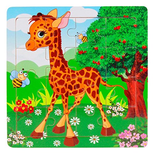 Klassische Puzzle SUCES Classic Bausteine-Set Blöcke Spielzeug für Kinder Kinder 16 Stück Hölzern Puzzle Spielzeug Bildung und Lernen Puzzlespiele Kindertag Geschenk (A) von SUCES toy