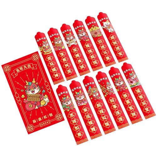 SUCHUANGUANG 12 Stück 2024 Dragon Year Theme Tombola Blindboxen Rot1 Paket für Festliche Feiern Teambuilding Festlicher Geist Papier von SUCHUANGUANG