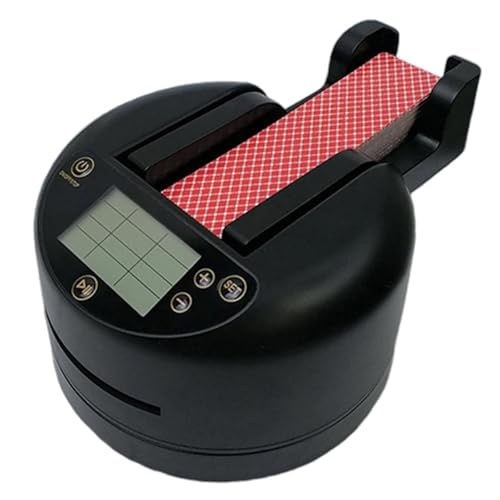 Generisch Automatischer Kartengeber, um 360 ° drehbarer Kartengeber, wiederaufladbarer Kartenspender mit 3600 mAh und LCD-Digitalanzeige, unterstützt 2–8 Spieler, for Blackjack-UNO-Spiele(Black) von SUCRFXJ