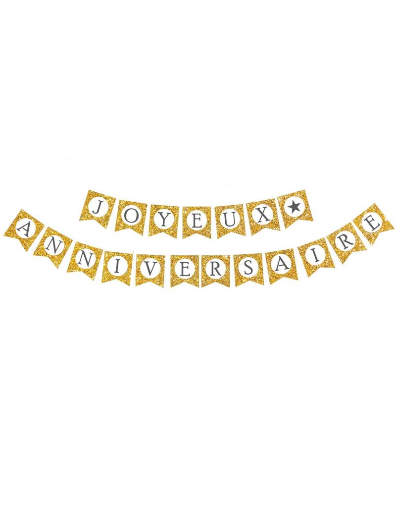 Girlande Happy Birthday Gold Glitzer gold glitzernd von SUD TRADING