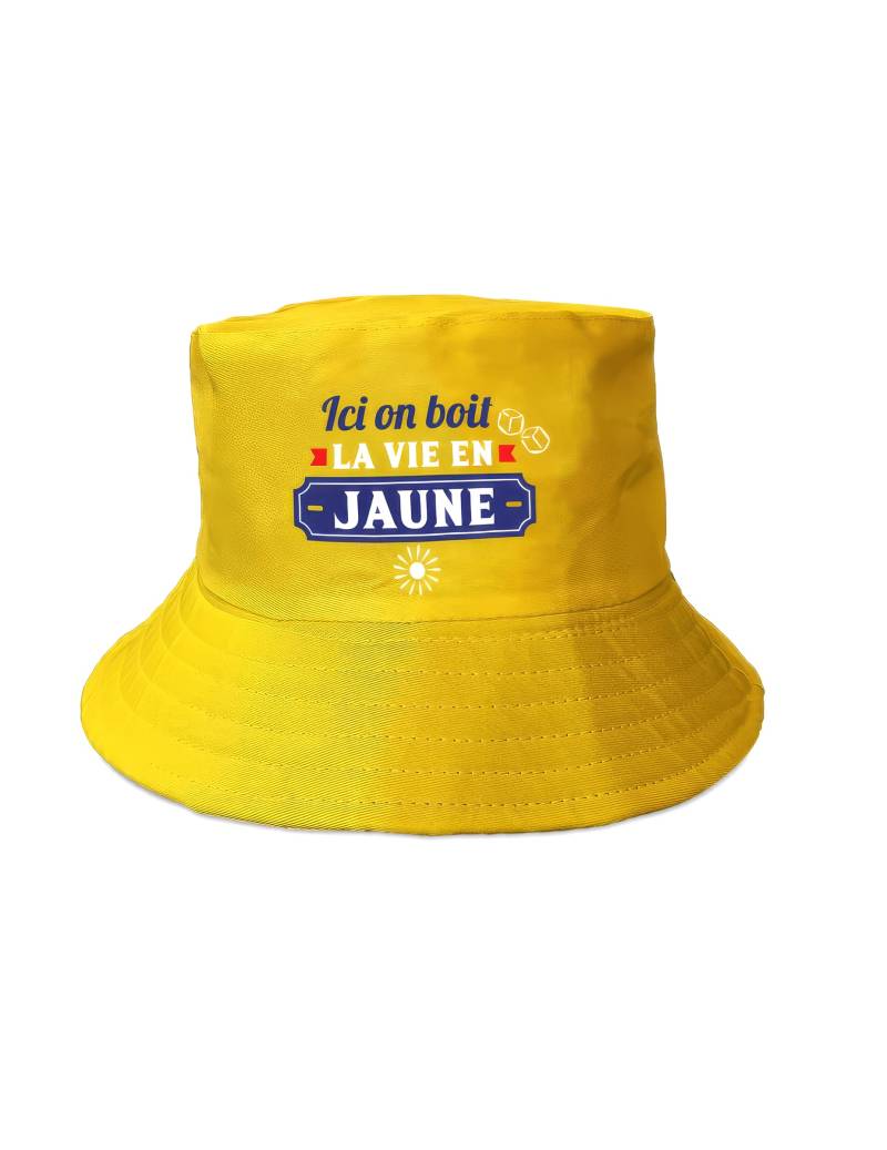 Humorvoller Fischerhut "Hier trinken wir das Leben in Gelb" Humorvoller Fischerhut "Hier trinken wir das Leben in Gelb" von SUD TRADING