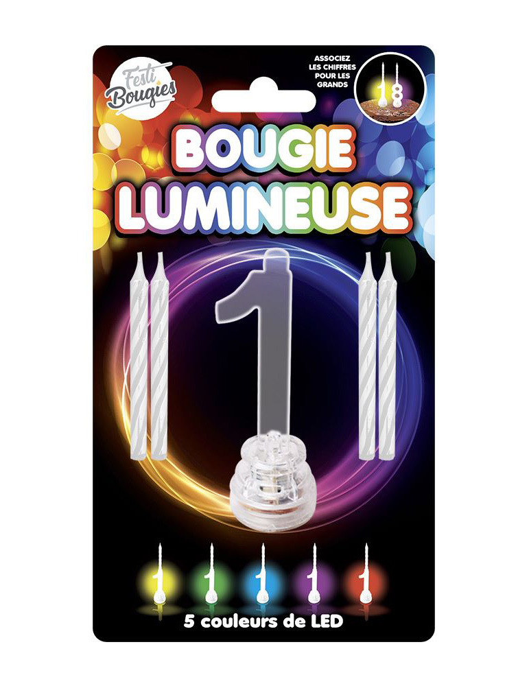LED-Kerze Zahl 1 Kuchendeko bunt LED-Kerze Zahl 1 Kuchendeko bunt von SUD TRADING