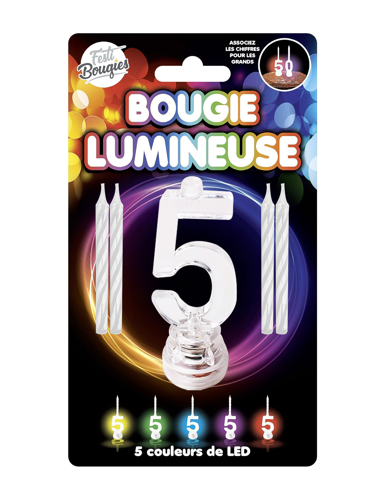 LED-Kerze Zahl 5 Kuchendeko 4 Stück bunt LED-Kerze Zahl 5 Kuchendeko 4 Stück bunt von SUD TRADING