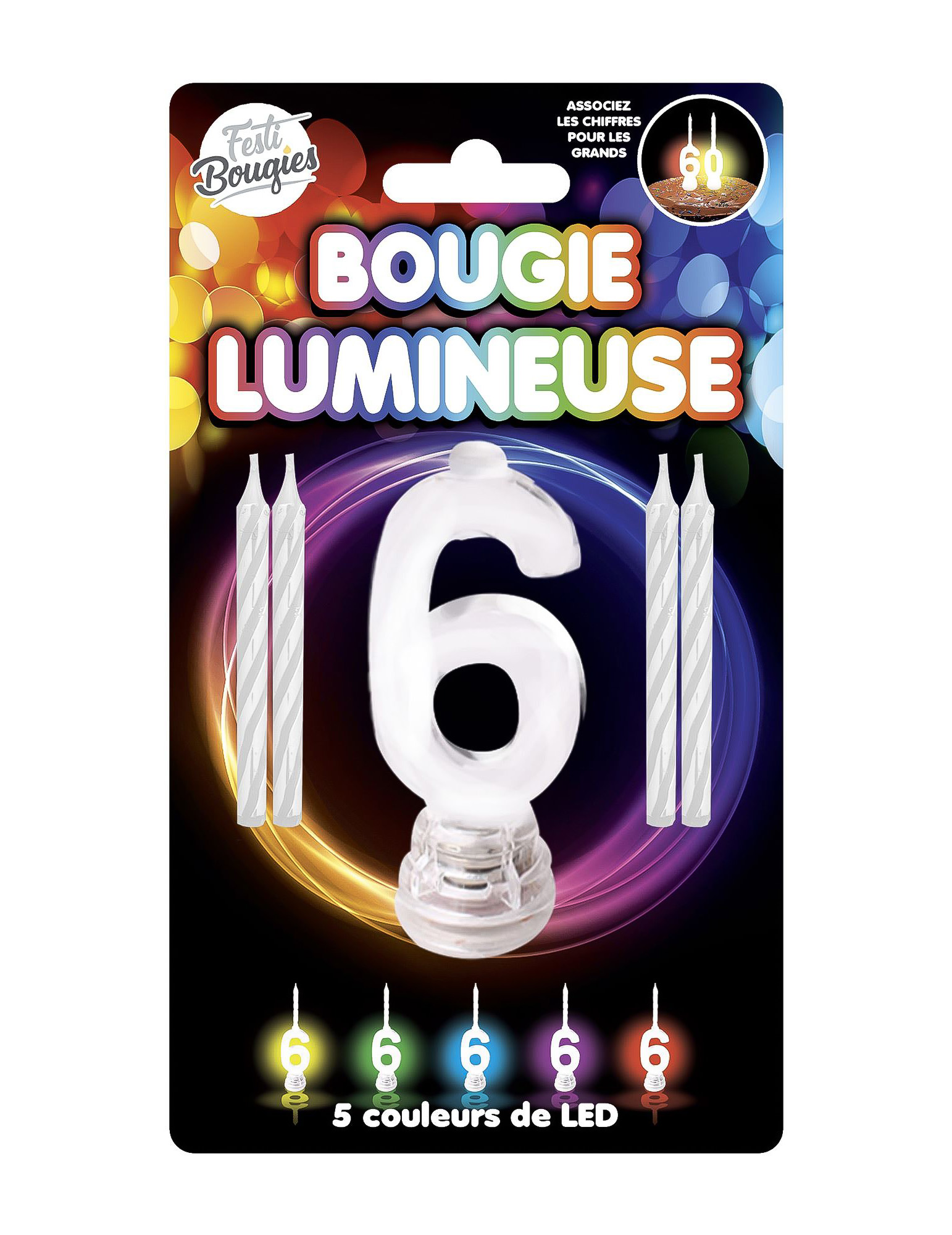 LED-Kerze Zahl 6 Kuchendeko bunt LED-Kerze Zahl 6 Kuchendeko bunt von SUD TRADING