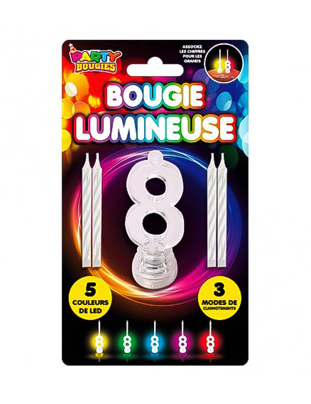 LED-Kerze Zahl 8 Kuchendeko bunt LED-Kerze Zahl 8 Kuchendeko bunt von SUD TRADING