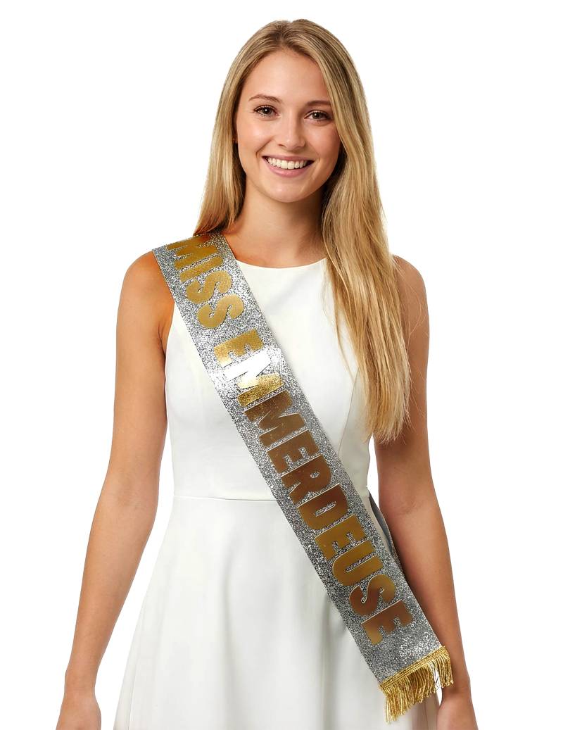 Schärpe Nervensäge Glitzer für Erwachsene silber von SUD TRADING