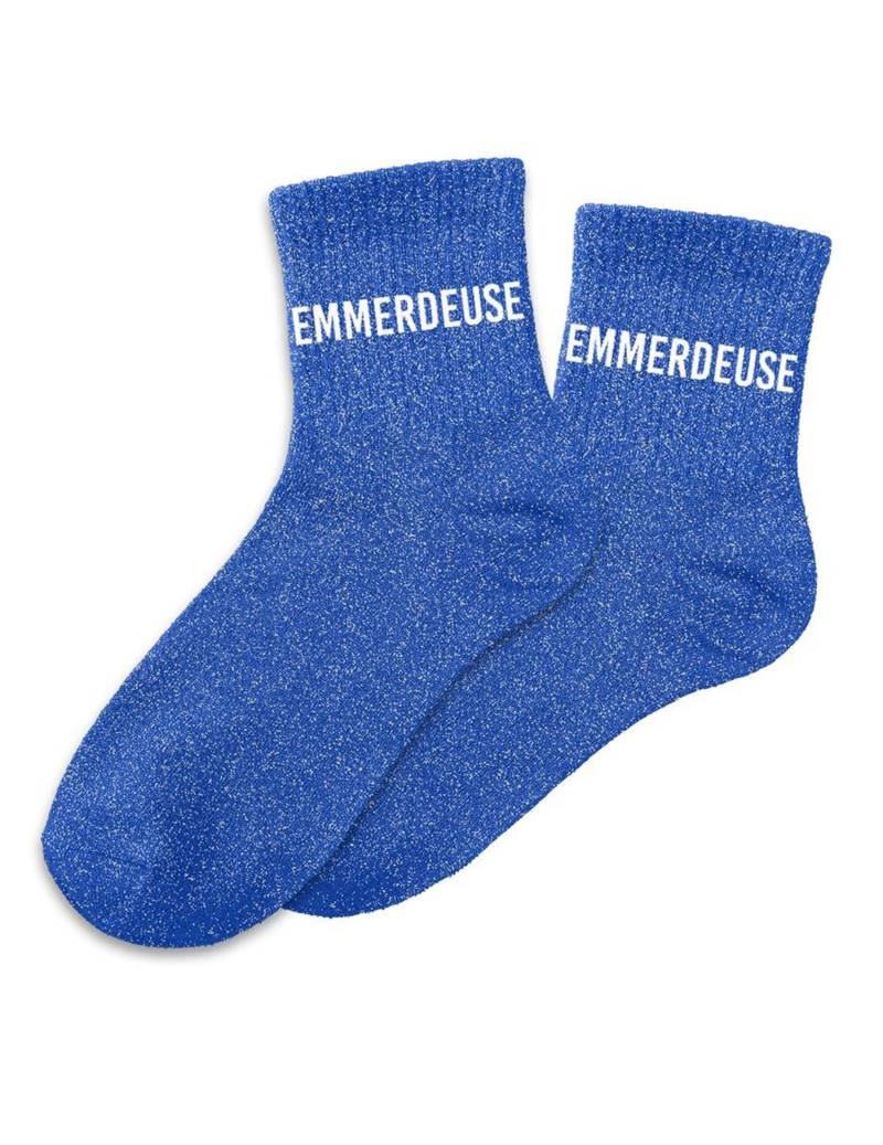 Socken Nervensäge Glitzer Damen, blau von SUD TRADING