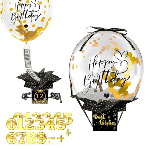 DIY Geldgeschenk-Überraschungsbox mit Luftballons – Geburtstagsgeschenk mit Pull-Up Ballon Effekt, Explosionsbox für Geldgeschenke, kreative Geburtstag Geschenkverpackung für Familie und Freunde von SUEHBEXF