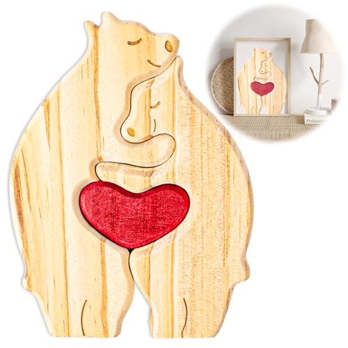 Personalisiertes Holzkunstpuzzle der Bärenfamilie, Holz Bär Skulpturen, Familienpuzzle Bären Aus Holz, Desktop Ornament, Bürodekoration, Home Tischdekoration, Geschenk für Familie (Families of 2) von SUEHBEXF