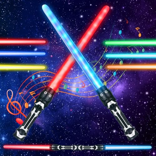 SUFANG 2 Stück Lichtschwerter mit Licht und Sound Laserschwert Kinder Duell Lichtschwerter 2 in 1 Doppelklingen Laserschwert Lichtschwert Einziehbares Laserschwert Cosplay Spielzeug für Kinder SUFANG 2 Stück Lichtschwerter mit Licht und Sound Laserschwert Kinder Duell Lichtschwerter 2 in 1 Doppelklingen Laserschwert Lichtschwert Einziehbares Laserschwert Cosplay Spielzeug für Kinder von SUFANG