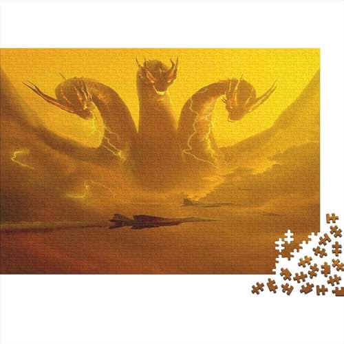 Godzilla Puzzle 1000-teilige Schwer Puzzle Spielzeug Pädagogisches Spiel Impossible König Ghidorah Herausforderungsspielzeug Für Erwachsene Kinder 1000pcs (75x50cm) von SUFFERBOW