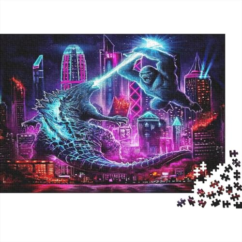 Godzilla Puzzles 1000 Teile Schwer Puzzle Spielzeug Lernspiel Impossible Kaiju Herausforderungsspielzeug Für Erwachsene Und Kinder Ab 12 Jahren 1000pcs (75x50cm) von SUFFERBOW