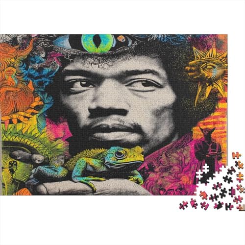 Jimi Hendrix Puzzle 1000-teilige Schwer Puzzle Spielzeug Lernspiel Impossible Gitarre Herausforderungsspielzeug Für Erwachsene Und Kinder Ab 14 Jahren 1000pcs (75x50cm) von SUFFERBOW