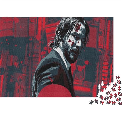Keanu Reeves Puzzle 1000 Teile Schwer Puzzle Spielzeug Pädagogisches Spiel Impossible John Wick Herausforderung Spielzeug Für Erwachsene Kinder 1000pcs (75x50cm) von SUFFERBOW