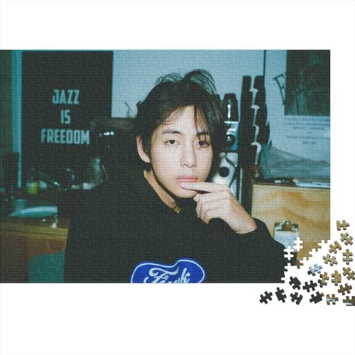 Kim Tae-Hyung Puzzle 1000-teilige Schwer Puzzle Spielzeug Lernspiel Impossible BTS Herausforderungsspielzeug Für Erwachsene Und Kinder Ab 14 Jahren 1000pcs (75x50cm) von SUFFERBOW
