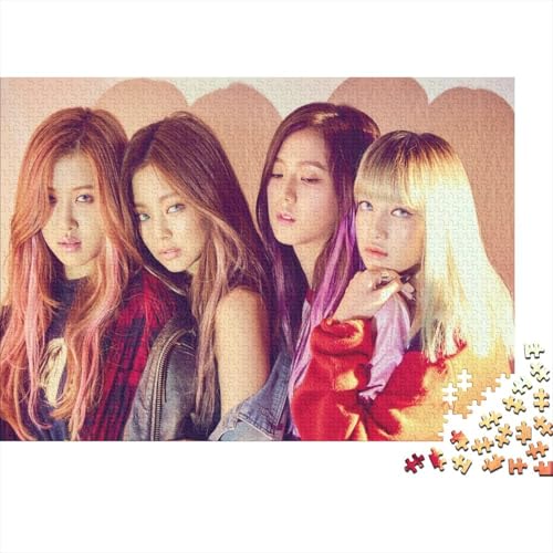 Schwarzpink Puzzle 1000-teilige Schwer Puzzle Spielzeug Lernspiel Impossible K-Pop Herausforderung Spielzeug Für Erwachsene Und Kinder Ab 14 Jahren 1000pcs (75x50cm) von SUFFERBOW