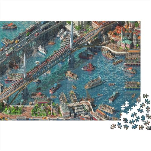 Skyline Puzzles 1000 Teile Schwer Puzzle Spielzeug Pädagogisches Spiel Impossible Stadtbild Herausforderungsspielzeug Für Erwachsene Und Kinder Ab 12 Jahren 1000pcs (75x50cm) von SUFFERBOW