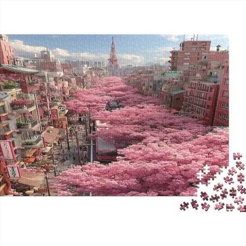 Tokio Sakura Puzzle 1000 Teile Schwer Puzzle Spielzeug Lernspiel Impossible Japan Herausforderung Spielzeug Für Erwachsene Kinder 1000pcs (75x50cm) von SUFFERBOW