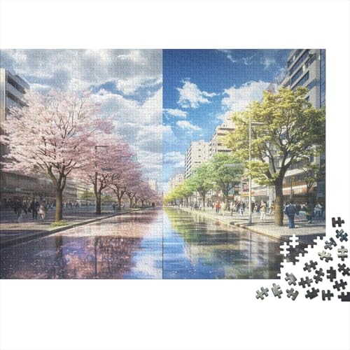 Tokio Sakura Puzzle 1000 Teile Schwer Puzzle Spielzeug Lernspiel Impossible Japan Herausforderung Spielzeug Für Erwachsene Und Kinder Ab 12 Jahren 1000pcs (75x50cm) von SUFFERBOW