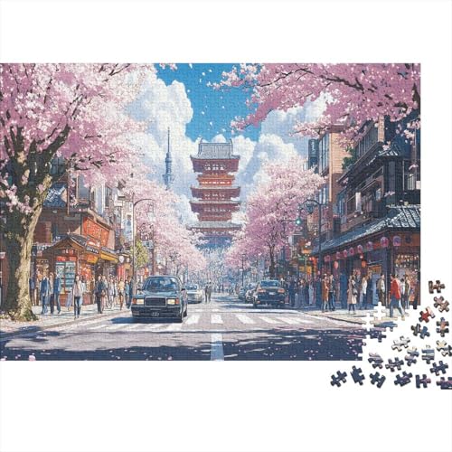 Tokio Sakura Puzzle 1000-teilige Schwer Puzzle Spielzeug Lernspiel Impossible Japan Herausforderung Spielzeug Für Erwachsene Kinder 1000pcs (75x50cm) von SUFFERBOW