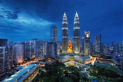 Puzzle 1000 Teile für Erwachsene Mini-Puzzles Kuala Lumpur Petronas Twin Towers Teenager Kinder Familie Herausfordernde Spiele Unterhaltung Spielzeug Geschenke 75 * 50 cm von SUGOO