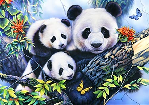 Puzzle 1000 Teile für Erwachsene Mini Puzzles Panda-Familie Teenager Kinder Familie Herausfordernde Spiele Unterhaltung Spielzeug Geschenke 38 * 26 cm von SUGOO