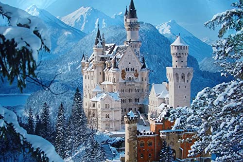 Puzzle 1000 Teile für Erwachsene Mini-Puzzles Schloss Neuschwanstein im Winter Teenager Kinder Familie Herausfordernde Spiele Unterhaltung Spielzeug Geschenke 38 * 26 cm von SUGOO