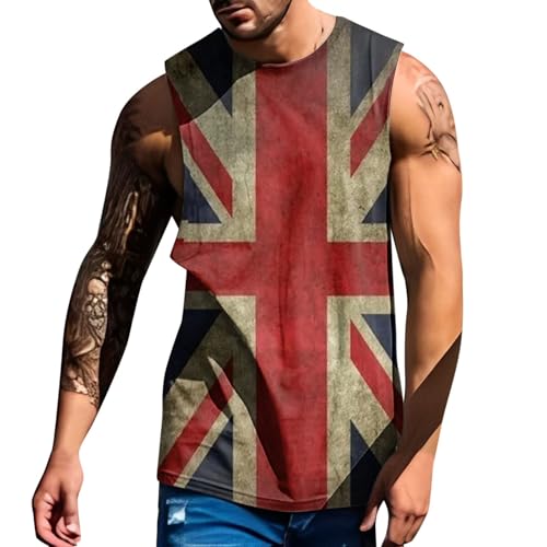 4. Juli Herren-Tanktop mit USA-Flagge, ärmellos, Grafik, Fitnessstudio, Workout, amerikanische Flagge (TYPE - 2, 3XL) von SUIBOZ
