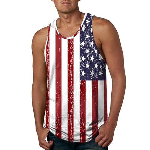 4. Juli Herren-Tanktop mit USA-Flagge, ärmellos, Grafik, Fitnessstudio, Workout, amerikanische Flagge (TYPE - 5, L) von SUIBOZ