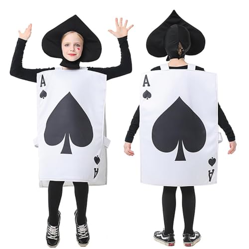 Ace of Hearts Königsfamilie & Wächter Kostüm Set: Mittelalter Halloween Weihnachten Rollenspiel Outfit für Karneval & Familienspaß (Ace of Spades Kostüm, Kinder) von SUIBOZ