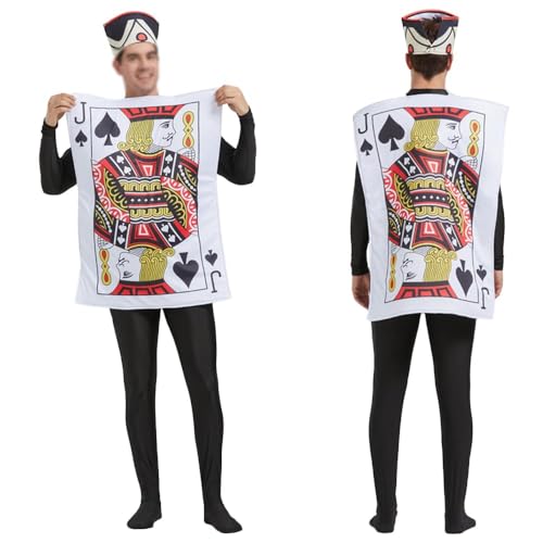 Ace of Hearts Königsfamilie & Wächter Kostüm Set:Mittelalterliches Halloween & Weihnachten Rollenspiel Outfit für Karneval & Familienspaß (Pik-Jack-Kostüm, Erwachsene) von SUIBOZ
