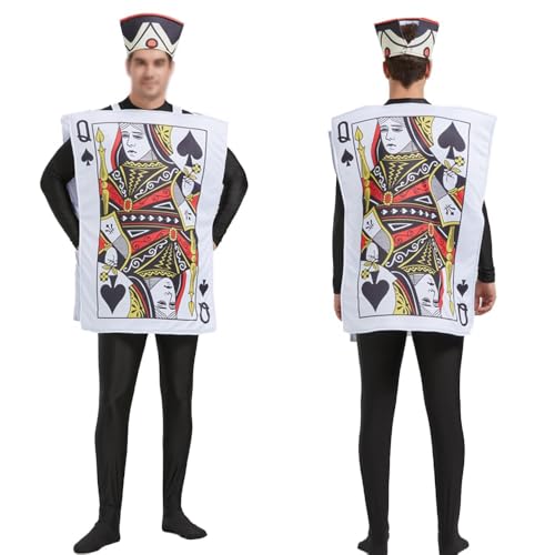 Ace of Hearts Königsfamilie & Wächter Kostüm Set:Mittelalterliches Halloween & Weihnachten Rollenspiel Outfit für Karneval & Familienspaß (Pik Königin Kostüm, Erwachsene) von SUIBOZ