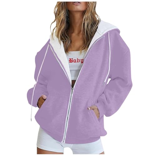 Damen-Kapuzenpullover mit Reißverschluss, übergroß, dünn, leicht, lässig, langärmelig, Sweatshirts mit Taschen, lockerer Y2K-Kapuzenmantel, Outfits, Kapuzenpullover mit Reißverschluss für Damen, Größe Damen-Kapuzenpullover mit Reißverschluss, übergroß, dünn, leicht, lässig, langärmelig, Sweatshirts mit Taschen, lockerer Y2K-Kapuzenmantel, Outfits, Kapuzenpullover mit Reißverschluss für Damen, Größe von SUIBOZ