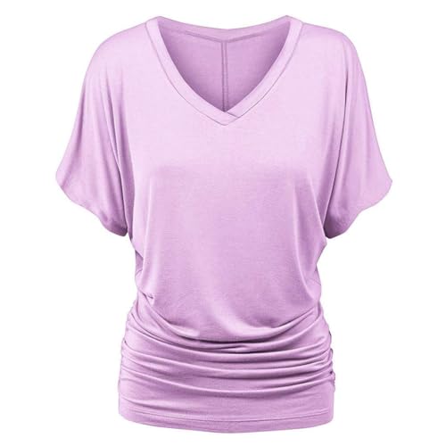 Damen-Oberteil mit U-Ausschnitt, halblange Ärmel, Fledermausärmel, Fledermausärmel, lockere Bluse, einfarbig, Größe L Damen-Oberteil mit U-Ausschnitt, halblange Ärmel, Fledermausärmel, Fledermausärmel, lockere Bluse, einfarbig, Größe L von SUIBOZ