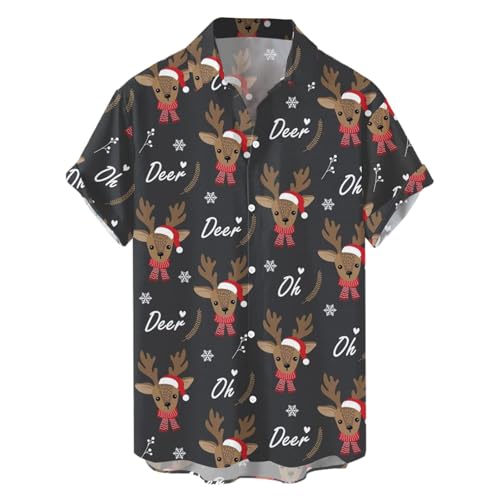 Funky Santa Button Down Hemd Herren Hawaii Lustig Vintage 90er Jahre Outfit Party Strand Casual Button Up Hemd (A, L) von SUIBOZ