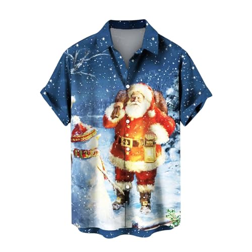 Funky Santa Hawaii-Hemd für Herren, bedruckt, Knopfleiste, kurzärmelig, Sommer, Strand, Freizeithemd (TYPE - 16, 3XL) von SUIBOZ