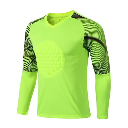 Gepolstertes Torwarttrikot für Herren, Uniform, schützender Schwamm, langärmelig, Torwartbekleidung, fluoreszierendes Grün, Größe 3XL Gepolstertes Torwarttrikot für Herren, Uniform, schützender Schwamm, langärmelig, Torwartbekleidung, fluoreszierendes Grün, Größe 3XL von SUIBOZ