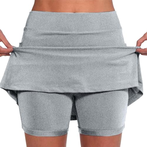 Golfröcke für Damen, Übergröße, Shorts für Damen, Skorts mit Taschen, Bauchkontrolle, Rock, Yoga, Laufen, athletischer Tennis-Skort (Grau – 2, 5XL) von SUIBOZ