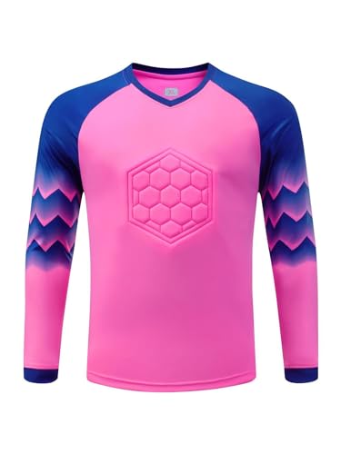 Herren Fußball Torwart Jersey Uniform Gepolstert Torwartshirt Training Langarm Sportbekleidung Running Top (Hellrosa, XL) von SUIBOZ