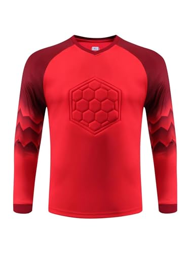 Herren-Fußball-Torwarttrikot, Uniform, gepolstert, Torwart-Shirt, Training, langärmelig, Sportbekleidung, Laufshirt, Rot, Größe L Herren-Fußball-Torwarttrikot, Uniform, gepolstert, Torwart-Shirt, Training, langärmelig, Sportbekleidung, Laufshirt, Rot, Größe L von SUIBOZ
