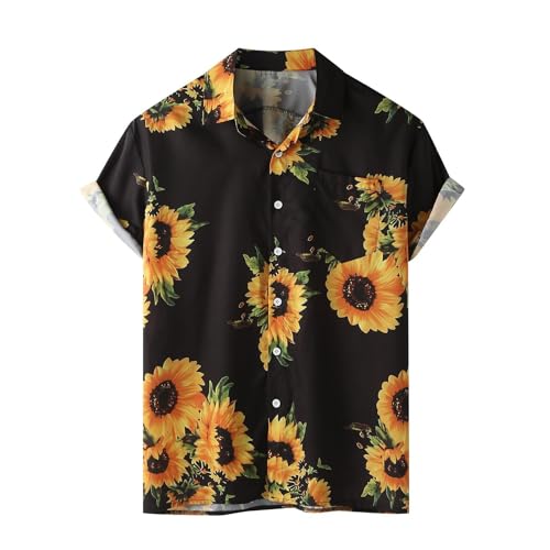 Herren-Hemd mit Knopfleiste, Party, Bowling-Shirt, Retro, 50er-Jahre-Stil, kurzärmelig, lässig, tropisches Blumenmuster, Aloha-Shirt, Tops (TYPE - 4, XXL) von SUIBOZ