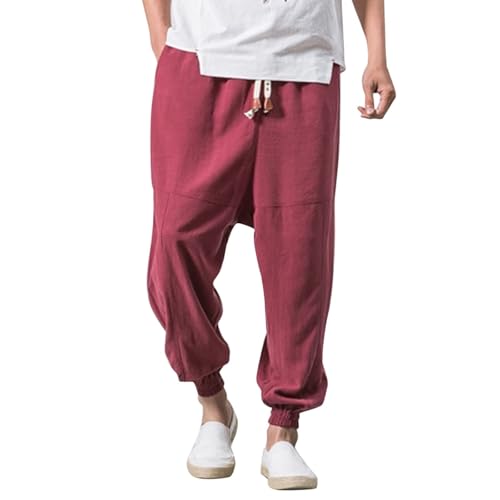 Herren Jogger, Sweatpants, Low Crotch Sweats Slim Fit Hose Harem Hip Hop Hose (Rot, 3XL) von SUIBOZ