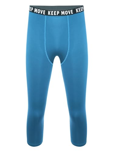 Herren-Kompressionshose, wadenlange Leggings für Laufen, Workout, Sport, Yoga (Blau, Größe 3XL) von SUIBOZ