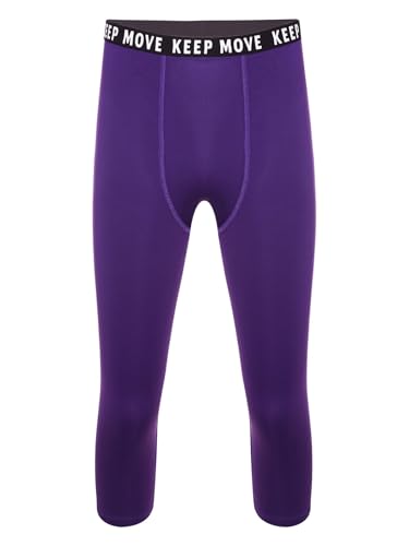 Herren-Kompressionshose, wadenlange Leggings für Laufen, Workout, Sport, Yoga (Lila, XXL) von SUIBOZ