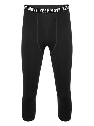 Herren-Kompressionshose, wadenlange Leggings für Laufen, Workout, Sport, Yoga (Schwarz, M) von SUIBOZ