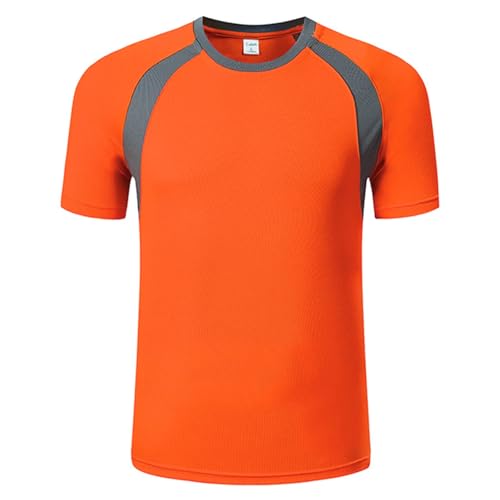 Herren LSF 50+ Sonnenschutz, Rashguard, Sonnenshirt, Sommer, Schwimm-Top, schnelltrocknend, Fitnessstudio, athletisches T-Shirt (Orange, XXL) von SUIBOZ